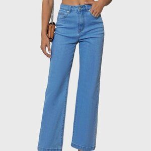 Etello High Rise Wide Leg Jeans Size 6 NWT Stretch Denim Light Blue